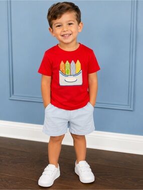 Red Boys' Crayon Pocket Tee